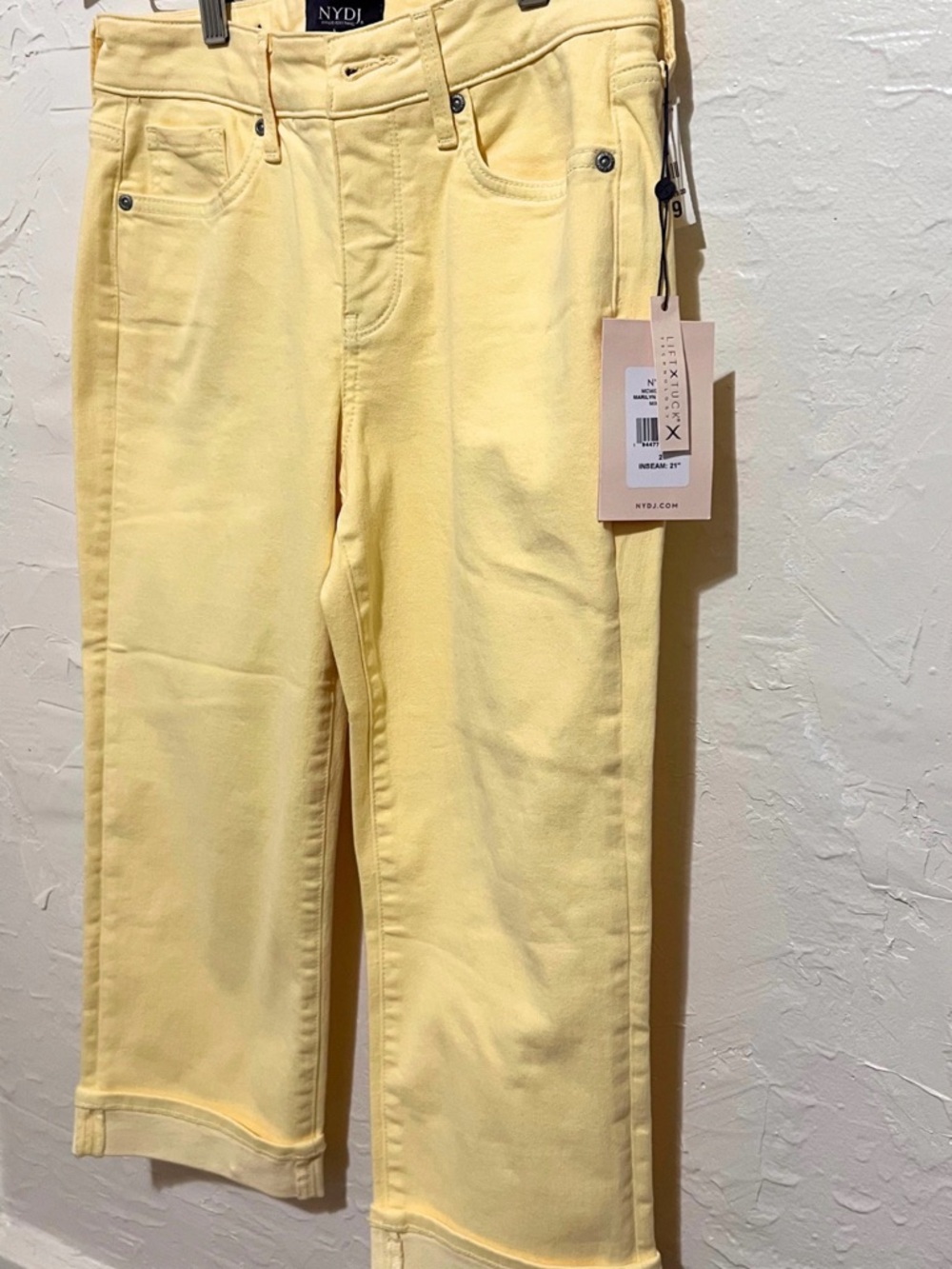 NYDJ Yellow Cropped Jeans Women’s Size 2 Lift Tuck Technology Spring Denim NWT - Picture 4 of 11